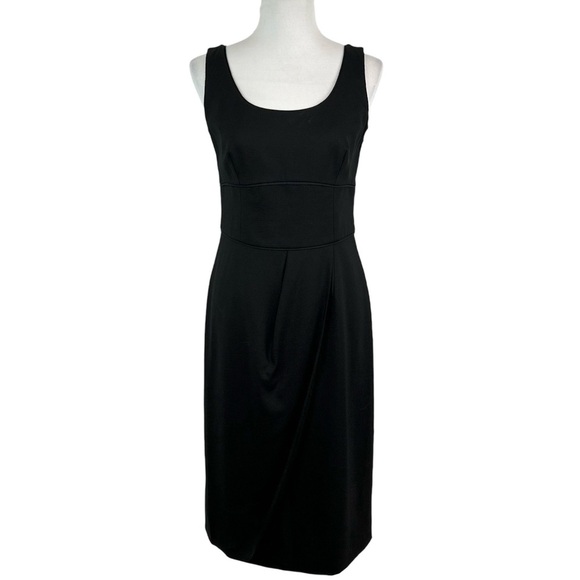 GIORGIO ARMANI Black Wool Crepe Tulip
Draped Sleeveless Sheath Dress Size 42 / 6 - Picture 2 of 14
